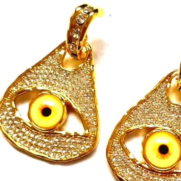 New ZARA Gold Evil Eye of Protection Design Earrings - Picture 3 of 8